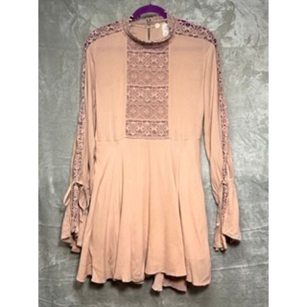 Free People FP One Blush Lace Boho Tunic Dress Women's L - Picture 2 of 11